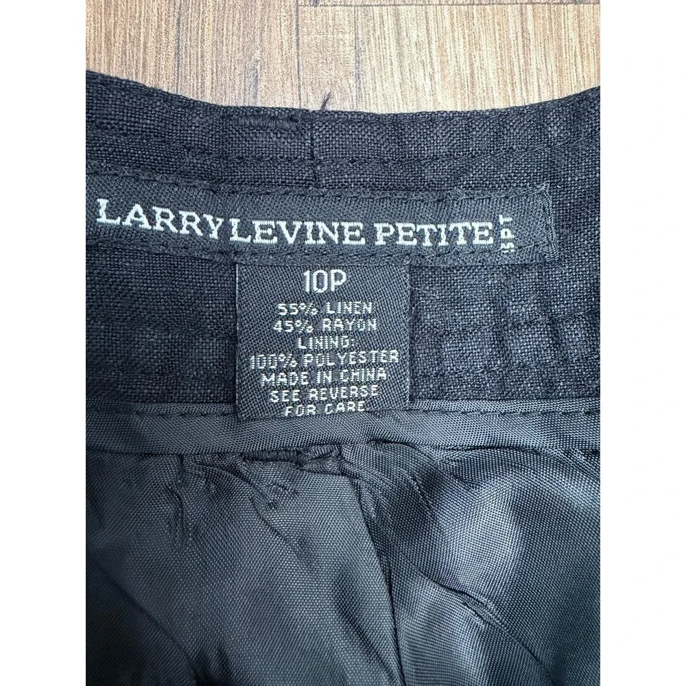 Larry Levine Petite Black Linen Blend‎ Cargo Pants Size 10P